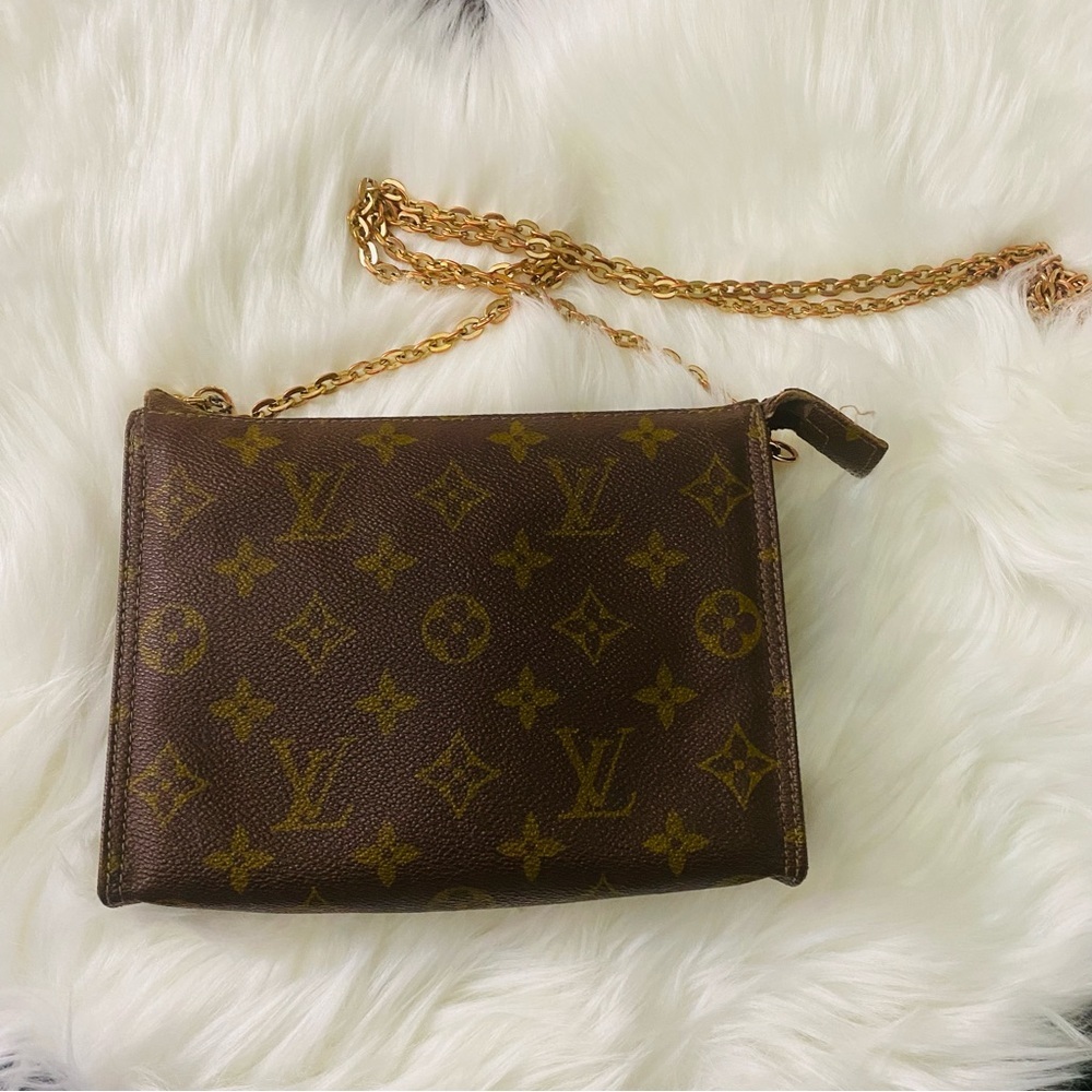 Louis Vuitton Vintage French Company Monogram Toiletry Pouch 19 w/ added Chain